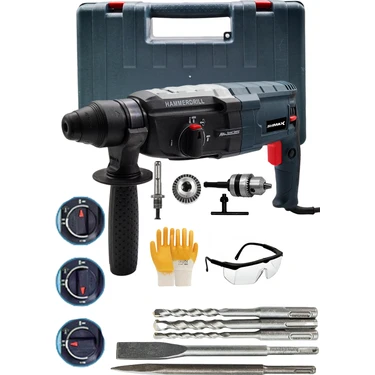 Stilmax 4000W 5.5j Bakir Sargı Kırıcı Delici Hiltı Matkap Metal Şanzumanlı ve 5 Adet Uç Yedek