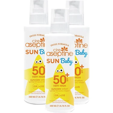 Cire Aseptine Sun Baby Spf 50+ Güneş Koruyucu Losyon 200 ml x 3