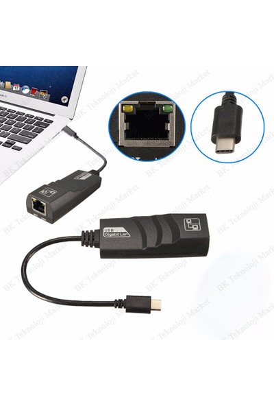 BK Teknoloji Type-C USB 3.1 To Gigabit Ethernet Lan Network Adaptör