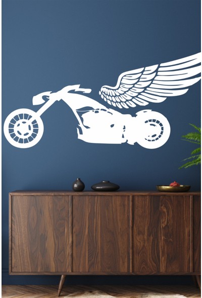 New Jargon Motosiklet ve Kanat Sticker Duvar Çıkartması - Ev Dekorasyonu, Garaj Dekoru, Motosiklet Çıkartması