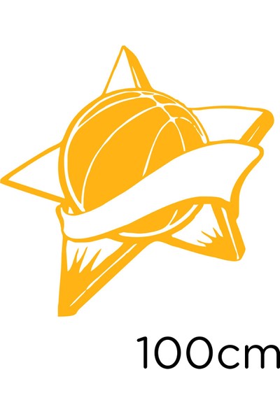 New Jargon Yılzdı ve Pasketbol Topu Etiket Sticker Yapıştırma 100 cm - Sarı
