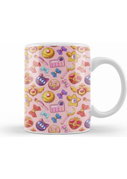 Sailor Moon Pattern Pink Version Kupa Bardak Porselen
