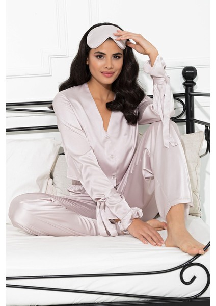 5'li İçeride&Dışarıda Kol Baglama Detaylı Gri Pijama Takım S27246 modelleri