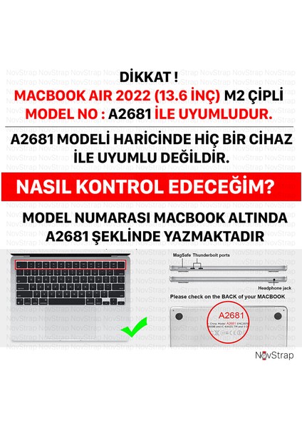 Apple MacBook Air M2 Çip 13.6 inç A2681 ile Uyumlu Kılıf Sert Rubber Parlak Kapak Koruyucu