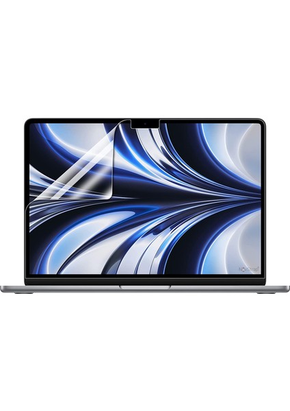 Novstrap Apple MacBook Air 13.6 Inç 2022 M2 Çip A2681 Uyumlu Kılıf Parlak-Siyah Klavye Kılıfı-Film