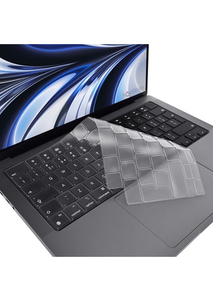 Apple MacBook Air 13.6 Inç 2022 M2 Çip A2681 Uyumlu Kılıf Parlak-Şeffaf Klavye Kılıfı-Film