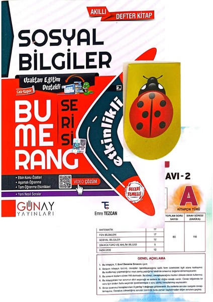 7. Sınıf Bumerang Sosyal Bilgiler(Aydın Yayınları Deneme + Kitap Ayracı )