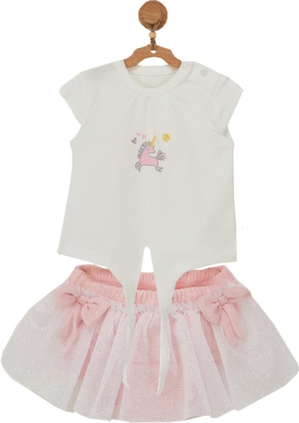 Kız Bebek Unicorn Motifli Bağlama Detaylı Alt Üst Takım AC22718