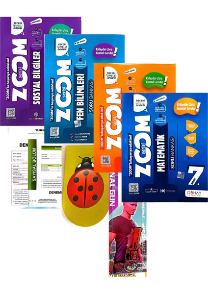 7. Sınıf Zoom 4'lü Set-2024-(Aydın + Muba Yayınları Deneme + Anahtarlık + Kitap Ayracı )