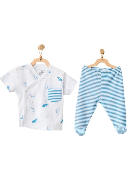 Erkek Bebek Balina Motifli Zıbın Takımı AC21556R