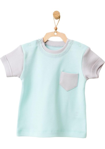 Erkek Bebek Mint Rengi Cepli Alt Üst Şort Takım AC21772R