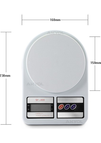 Elektronik Dijital Dara Almalı Mutfak Tartısı Terazisi Hassas Ölçme 10 Kğ X1G