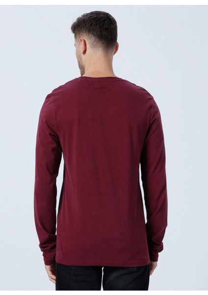 O Yaka Baskılı Bordo Erkek T-Shirt 231 Lcm 242006 Renzo