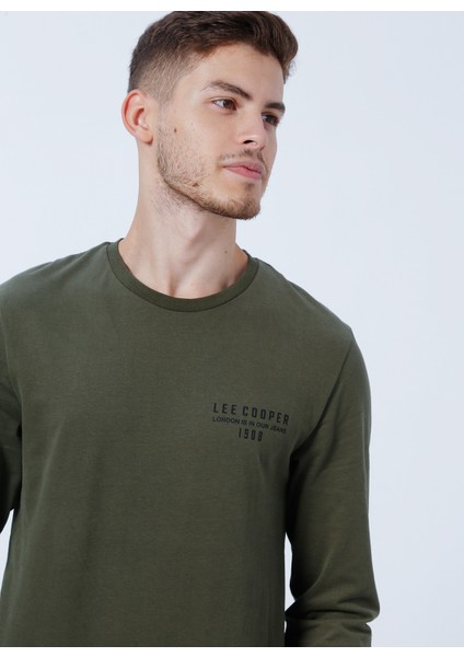O Yaka Baskılı Haki Erkek T-Shirt 231 Lcm 242006 Renzo