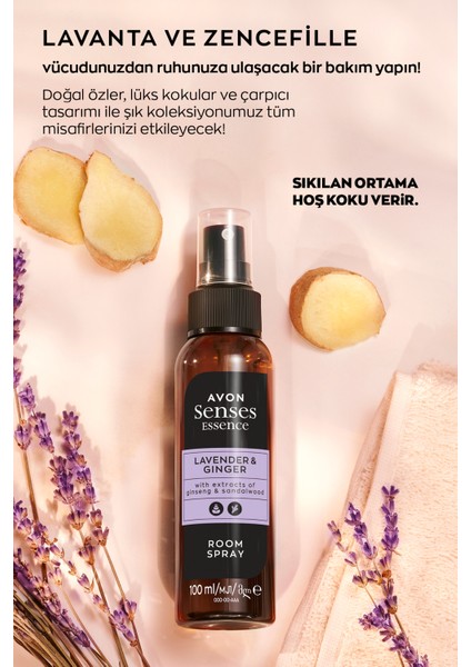 Senses Essence Lavender & Ginger Lavanta ve Zencefil Kokulu Oda Spreyi 100 ml