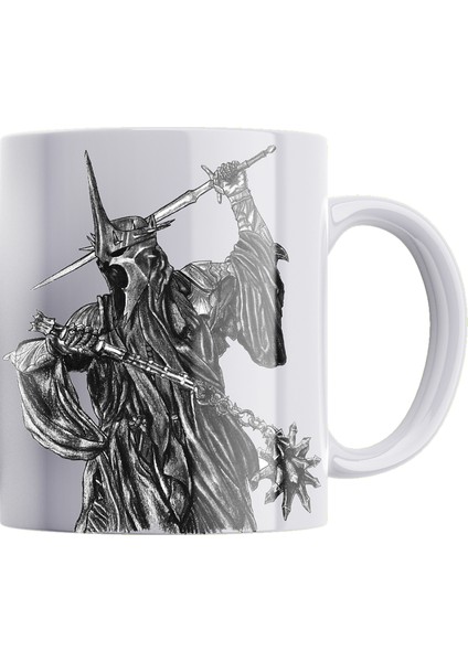 Lotr Karakalem Baskı Serisi Witch King %100 Porselen Beyaz Kupa