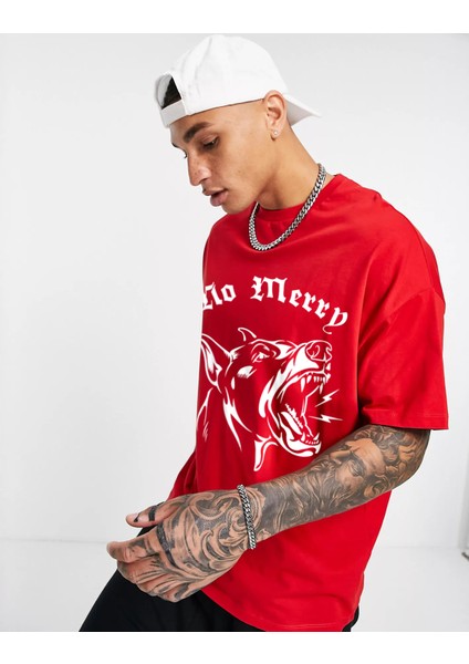 Unisex Nomercy Oversize Tshirt Kırmızı