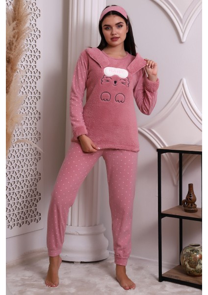 Fwn 3002 Peluş Welsoft Polar Kışlık Kadın Ev Pijama Takımı