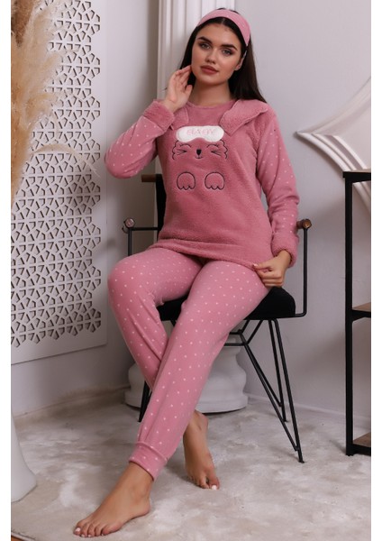 Fwn 3002 Peluş Welsoft Polar Kışlık Kadın Ev Pijama Takımı