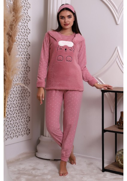 Fwn 3002 Peluş Welsoft Polar Kışlık Kadın Ev Pijama Takımı