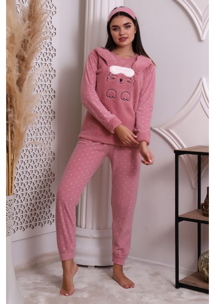 Fwn 3002 Peluş Welsoft Polar Kışlık Kadın Ev Pijama Takımı