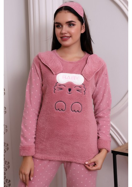 Fwn 3002 Peluş Welsoft Polar Kışlık Kadın Ev Pijama Takımı