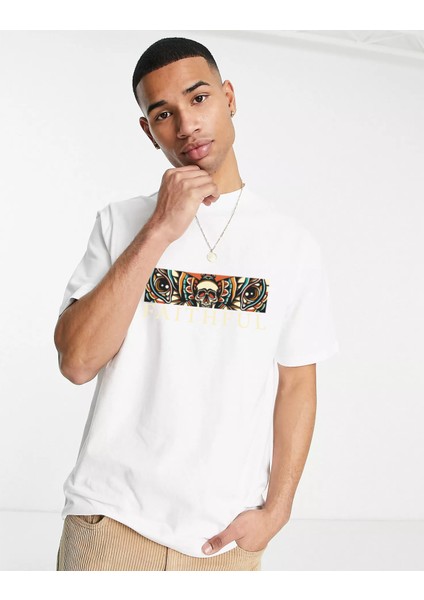 Unisex Faithful Oversize Tshirt Beyaz modelleri