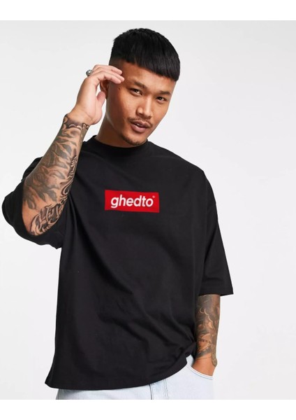 Unisex Siyah Ghedtobox Oversize Tshirt