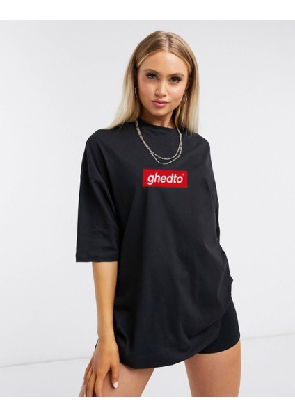 Unisex Siyah Ghedtobox Oversize Tshirt fırsatları