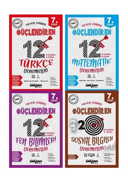 7.Sınıf Türkçe - Matematik - Fen Bilgisi - Sosyal Bilgiler Güçlendiren Denemeleri Seti