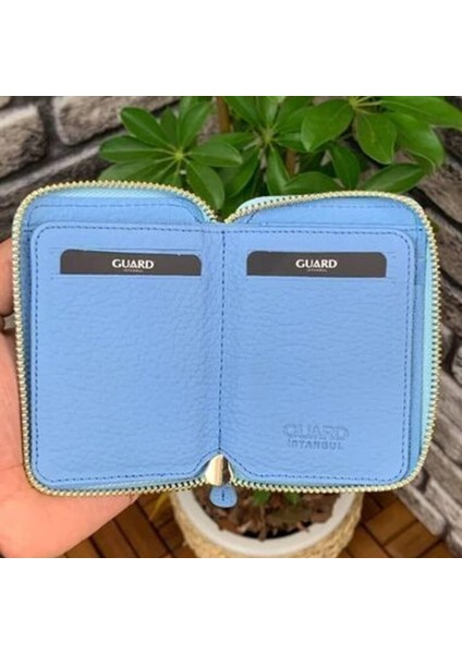 Hakiki Deri Turkuaz Fermuarlı Mini Kadın Cüzdanı (T384) modelleri