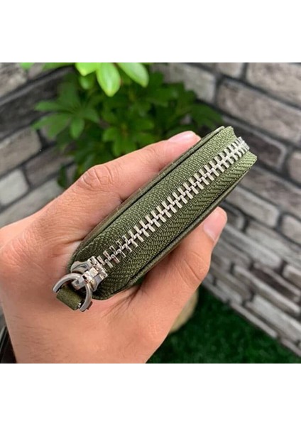 Hakiki Deri Antik Yeşil Fermuarlı Mini Erkek Cüzdanı (T1447) indirimleri