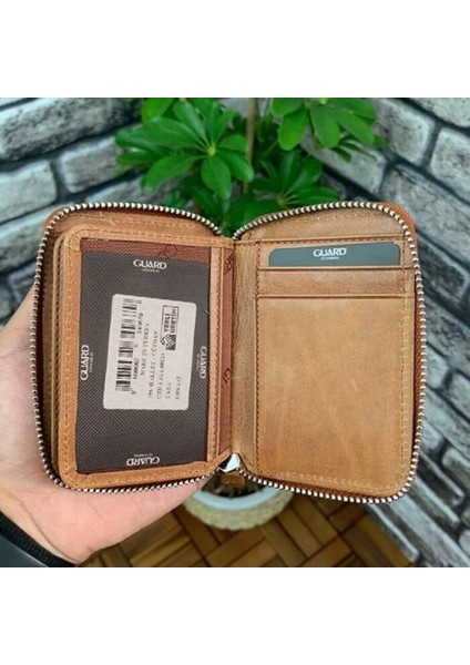Hakiki Deri Antik Taba Fermuarlı Mini Erkek Cüzdanı (T483) fırsatları