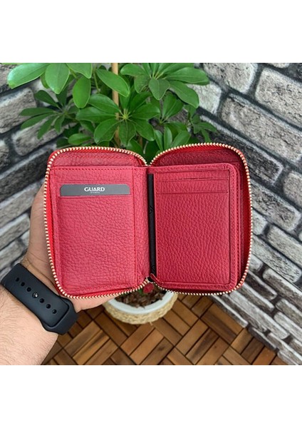 Hakiki Deri Kırmızı Fermuarlı Mini Kadın Cüzdanı (T1016) fiyatları