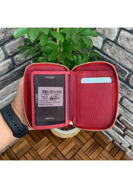 Hakiki Deri Kırmızı Fermuarlı Mini Kadın Cüzdanı (T1016) fırsatları