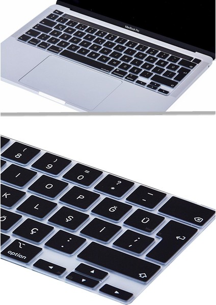 MacBook Pro 13 M2 2022 Klavye Koruyucu 13.3" Uyumlu Türkçe Q Silikon Ped modelleri