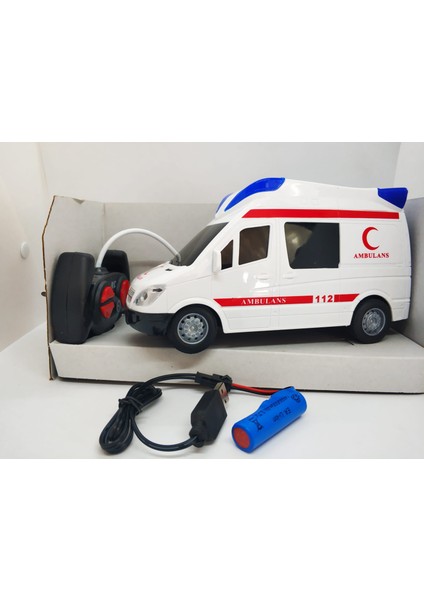 Lrs Store Oyuncak Ambulans Şarjlı Uzaktan Kumandalı Full Fonksiyon Sirenli 3D Işıklı Yüksek Kalite Şarzlı Araba