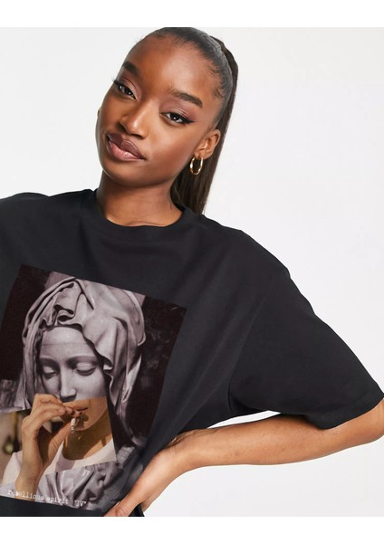 Unisex Rebellious Spirit Iv Oversize Tshirt Siyah