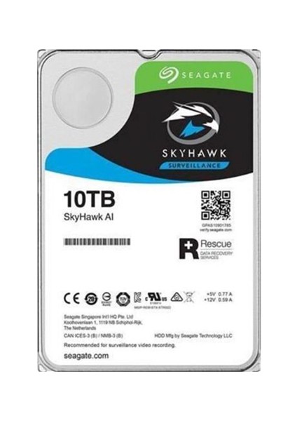 3.5 Skyhawk 10TB 7200RPM 256MB Sata3 Güvenlik HDD ST10000VE008 (7/24)