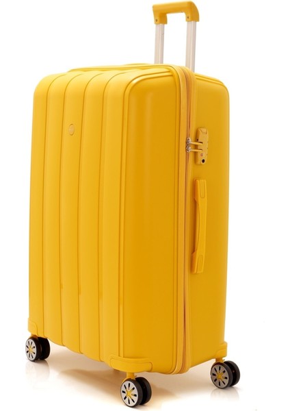 Büyük Boy Sarı Polipropilen Valiz V305 75 cm