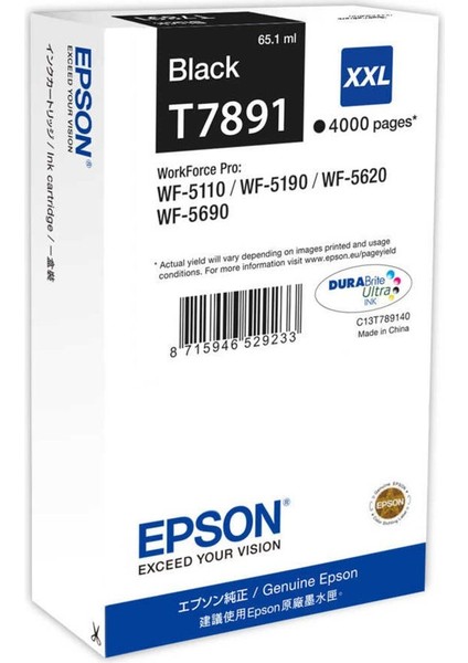 Epson T7891-C13T789140 Siyah Orjinal Kartuş Extra Yüksek Kapasite