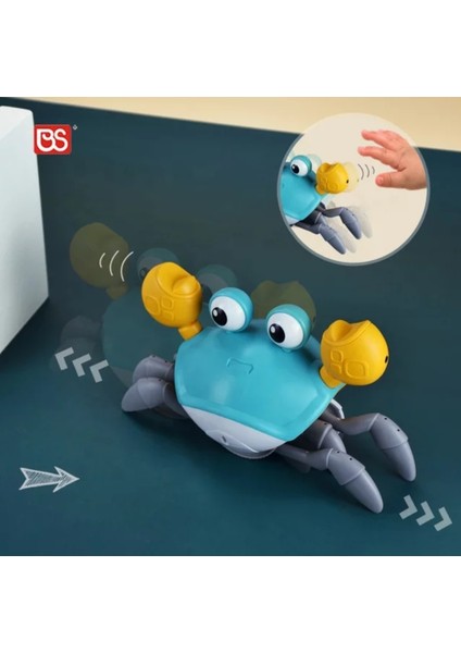 Cute Crab Emeklemeye Yardımcı Sensörlü Yengeç Şarjlı Oyuncak (Mavi)