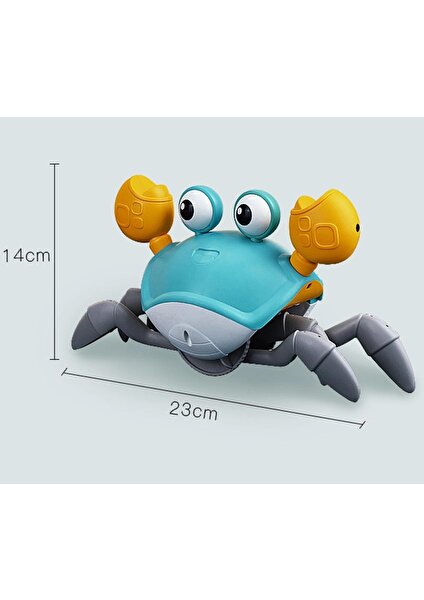 Cute Crab Emeklemeye Yardımcı Sensörlü Yengeç Şarjlı Oyuncak (Mavi)