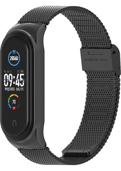 Xiaomi Mi Band 7 Uyumlu Kordon Metal Hasır Örgü Tokalı Çelik Paslanmaz Klipsi Steel Lüx Tam Uyumlu Örgülü