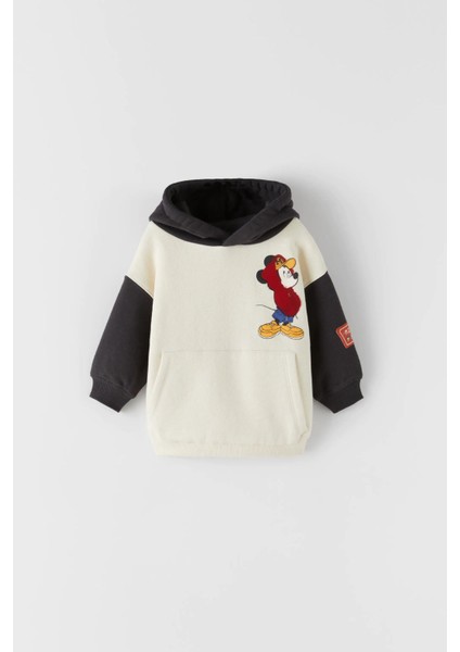 Çocuk Disney Mickey Mouse Pamuklu Kapüşonlu Sweatshirt