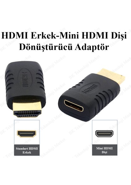 HDMI Erkek - Mini HDMI Dişi Dönüştürücü Adaptör