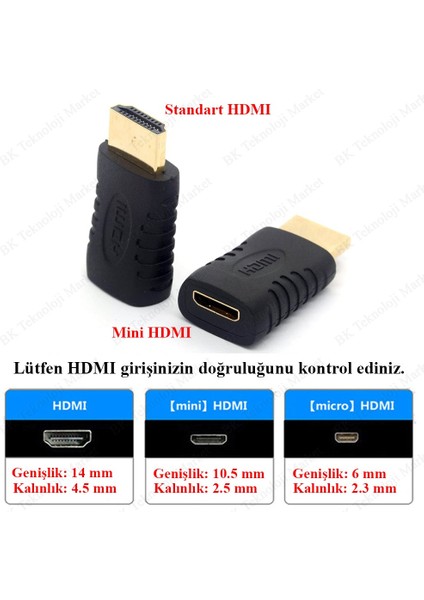 HDMI Erkek - Mini HDMI Dişi Dönüştürücü Adaptör