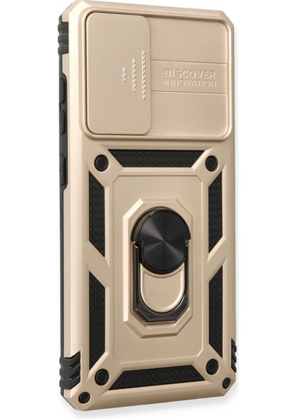 Samsung Galaxy A53 5g Kılıf Kamera Korumalı Sürgülü Yüzüklü Armor Military Zırh Tank - Gold modelleri