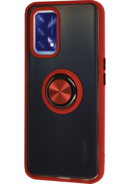 Oppo A74 4g Kılıf Standlı Yüzüklü Buzlu Tasarım Arka Kapak - Kırmızı fiyatları