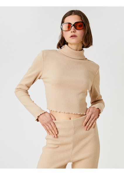 Uzun Kollu Boğazlı Crop Tişört Fitilli fiyatları